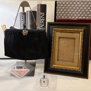 🖤Evening Bag/Clutch with silver/gold glittered rose, 5x7 frame & 2 car freshners